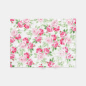 Romantische moderne roze witte trendy rozen floraa fleece deken (Voorkant (Horizontaal))