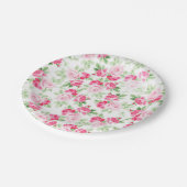 Romantische moderne roze witte trendy rozen floraa papieren bordje (Gekanteld)