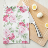 Romantische moderne roze witte trendy rozen floraa theedoek (Quarter Fold)