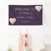 Romantische moderne stijlvolle harten trouwbanner spandoek (Insitu)