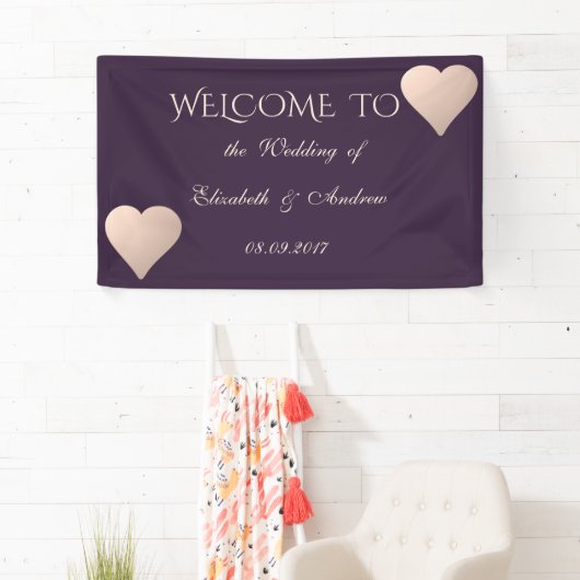 Romantische moderne stijlvolle harten trouwbanner spandoek (Insitu)