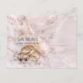 Romantische moderne trouwringen redden de datum aankondigingskaart (Achterkant)