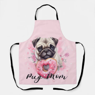 Romantische Moeder Pug met Mooie Donut Schort