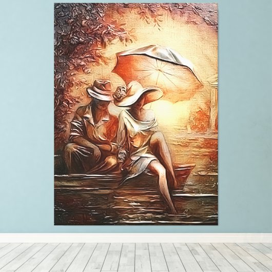 Romantische momenten canvas afdruk (Insitu (Houten vloer))