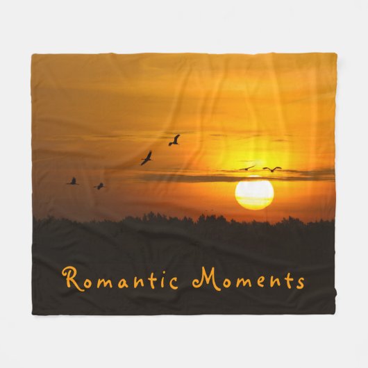 Romantische momenten Kranen op zonsopgang foto met Fleece Deken (Voorkant (Horizontaal))