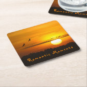 Romantische momenten Kranen op zonsopgang foto met Kartonnen Onderzetters (Schuin)