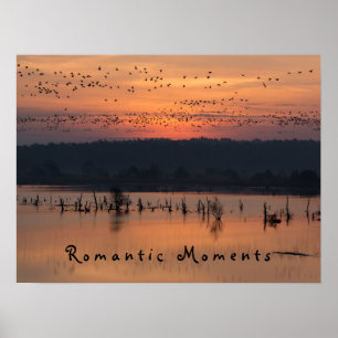 Romantische momenten vogels op zonsopgang foto met poster