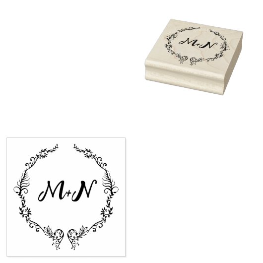 Romantische Monogram Bruiloft Rubberstempel (Gestempeld)