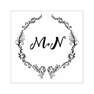Romantische Monogram Bruiloft Rubberstempel
