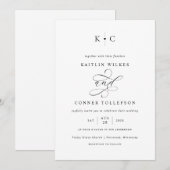 Romantische Monogram Calligrafie Bruiloft Kaart (Voorkant / Achterkant)