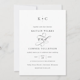 Romantische Monogram Calligrafie Bruiloft Kaart