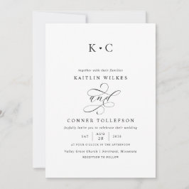 Romantische Monogram Calligrafie Bruiloft Kaart