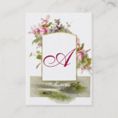 ROMANTISCHE MONOGRAM, Cyclamens roze groen goud Visitekaartje (Achterkant)