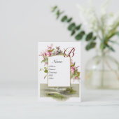 ROMANTISCHE MONOGRAM, Cyclamens roze groen wit Visitekaartje (Staand voorkant)