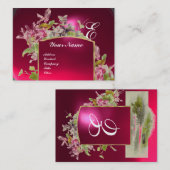 ROMANTISCHE MONOGRAM, Cyclamens roze groen wit Visitekaartje (Voorkant / Achterkant)