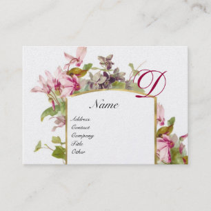 ROMANTISCHE MONOGRAM, Cyclamens roze witte parel Visitekaartje