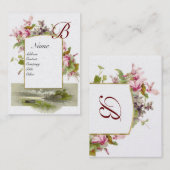 ROMANTISCHE MONOGRAM, Cyclamens roze witte parel Visitekaartje (Voorkant / Achterkant)