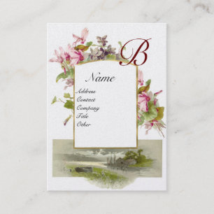 ROMANTISCHE MONOGRAM, Cyclamens roze witte parel Visitekaartje