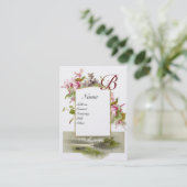 ROMANTISCHE MONOGRAM, Cyclamens roze witte parel Visitekaartje (Staand voorkant)