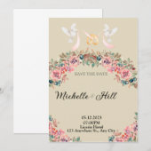 Romantische monogram huwelijksinitialen kaart (Voorkant / Achterkant)