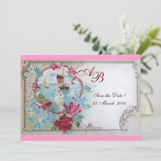 ROMANTISCHE  MONOGRAM KAART (Staand voorkant)