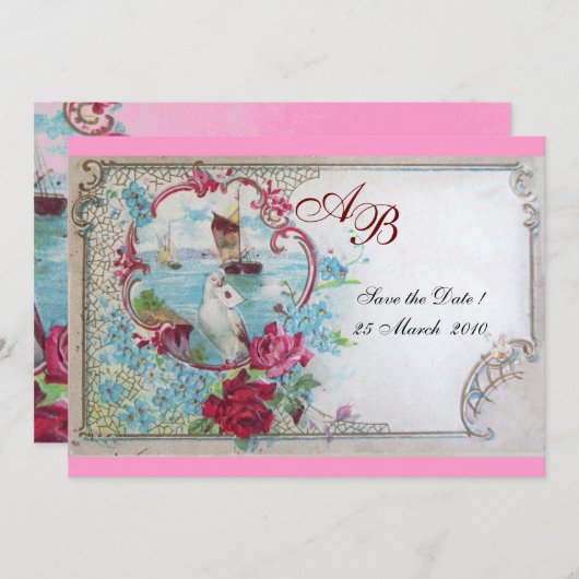 ROMANTISCHE  MONOGRAM KAART (Voorkant / Achterkant)