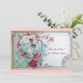 ROMANTISCHE  MONOGRAM KAART (Staand voorkant)