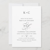 Romantische Monogram Kalligrafie Bruiloft Kaart (Voorkant)