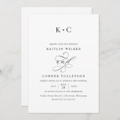 Romantische Monogram Kalligrafie Bruiloft Kaart (Voorkant / Achterkant)