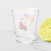 Romantische Monogram Pioenrozen Tuin  Shot Glas (Achterkant)