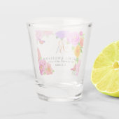 Romantische Monogram Pioenrozen Tuin Shot Glas (Achterkant)