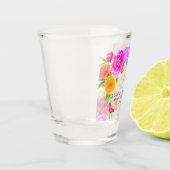 Romantische Monogram Pioenrozen Tuin Shot Glas (Links)