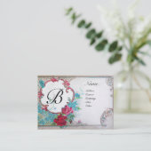 ROMANTISCHE MONOGRAM, platina metallisch papier, z Visitekaartje (Staand voorkant)