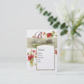 ROMANTISCHE MONOGRAM, POPPIEREN rode, groene parel Visitekaartje (Staand voorkant)