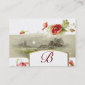 ROMANTISCHE MONOGRAM, POPPIEREN rode, groene parel Visitekaartje (Achterkant)
