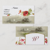 ROMANTISCHE MONOGRAM, POPPIEREN rode, groene parel Visitekaartje (Voorkant / Achterkant)