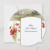 ROMANTISCHE MONOGRAM / POPPIES,rood,groen,champagn Kaart (Achterkant)