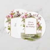 ROMANTISCHE MONOGRAM, ROZE CYCLAMEN,  Bloem Kaart (Voorkant / Achterkant)