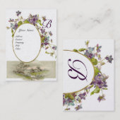 ROMANTISCHE MONOGRAM, VIOLETS paars groen goud Visitekaartje (Voorkant / Achterkant)