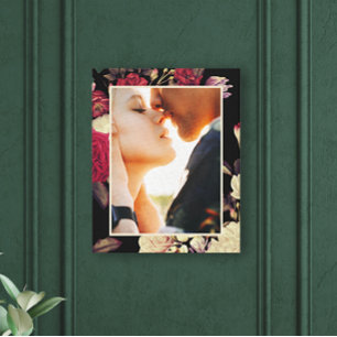 Romantische Moody Floral Foto Zwart Canvas Afdruk