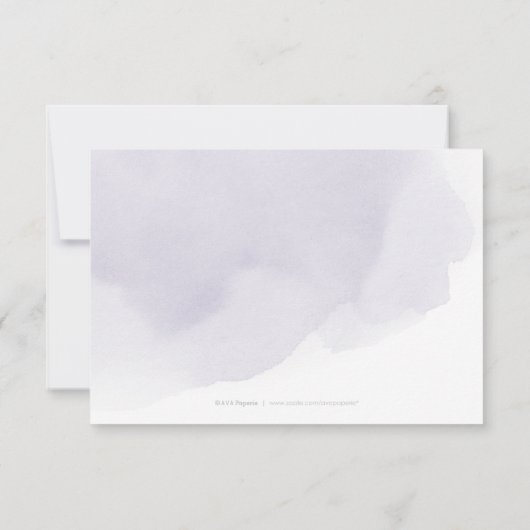 Romantische Moody paarse kalligrafie bruiloft RSVP (Achterkant)