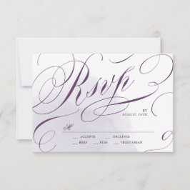 Romantische Moody paarse kalligrafie bruiloft RSVP