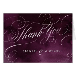 Romantische moody plum bruiloft kalligrafie bedank