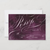 Romantische Moody pruim kalligrafie bruiloft RSVP (Voorkant)