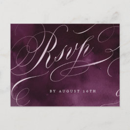 Romantische Moody pruim kalligrafie bruiloft RSVP Uitnodiging Briefkaart