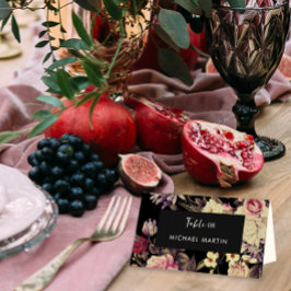 Romantische Moody Zwart Bloemen Tafel Plaatskaartje