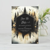 Romantische mooie betoverde bos bruiloft save the date (Staand voorkant)