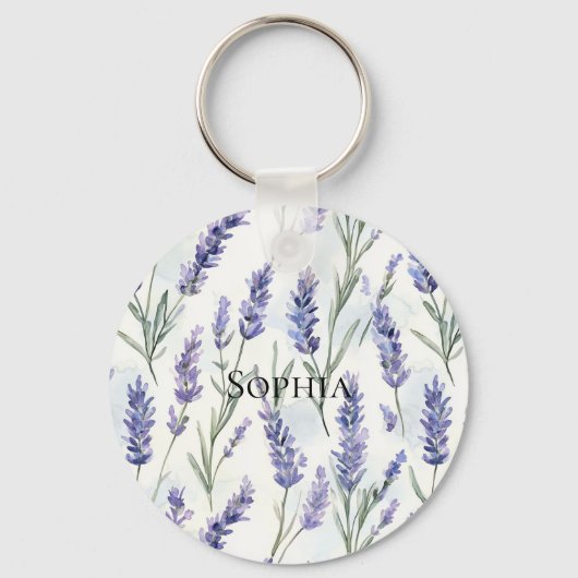 Romantische mooie lavendelbloemen bruidsuitnodigin sleutelhanger (Voorkant)