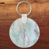 Romantische mooie lavendelbloemen bruidsuitnodigin sleutelhanger (Achterkant)