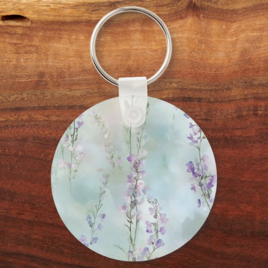 Romantische mooie lavendelbloemen bruidsuitnodigin sleutelhanger (Achterkant)